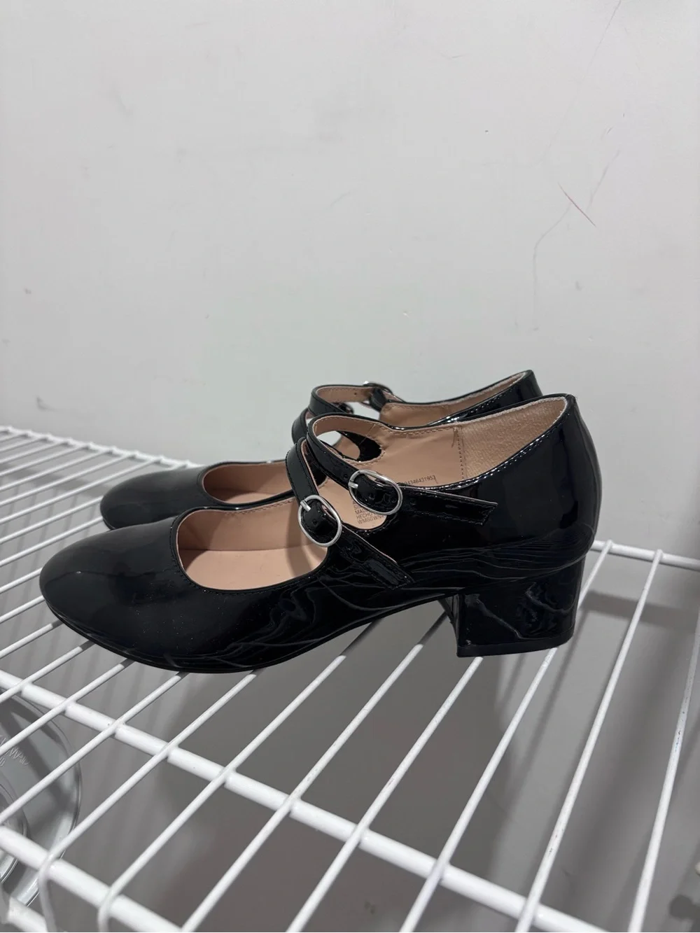 Black Patent Heels with Double Straps